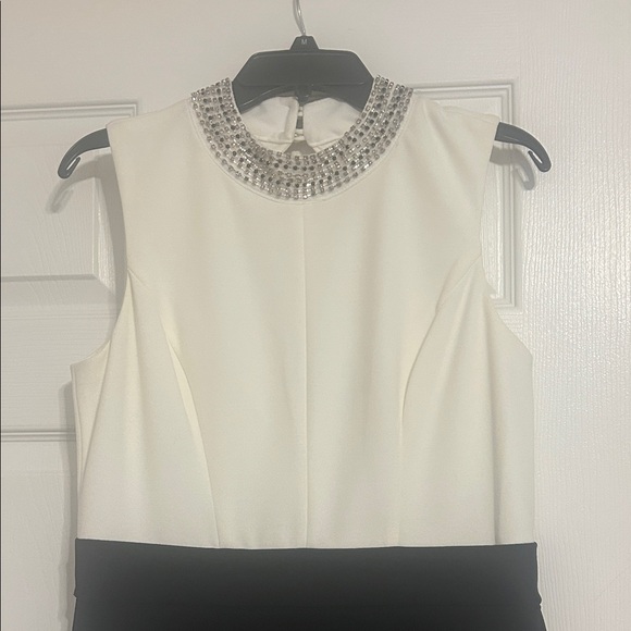 Bisou Bisou Black and White Midi Dress with Embellished Collar - Picture 2 of 11